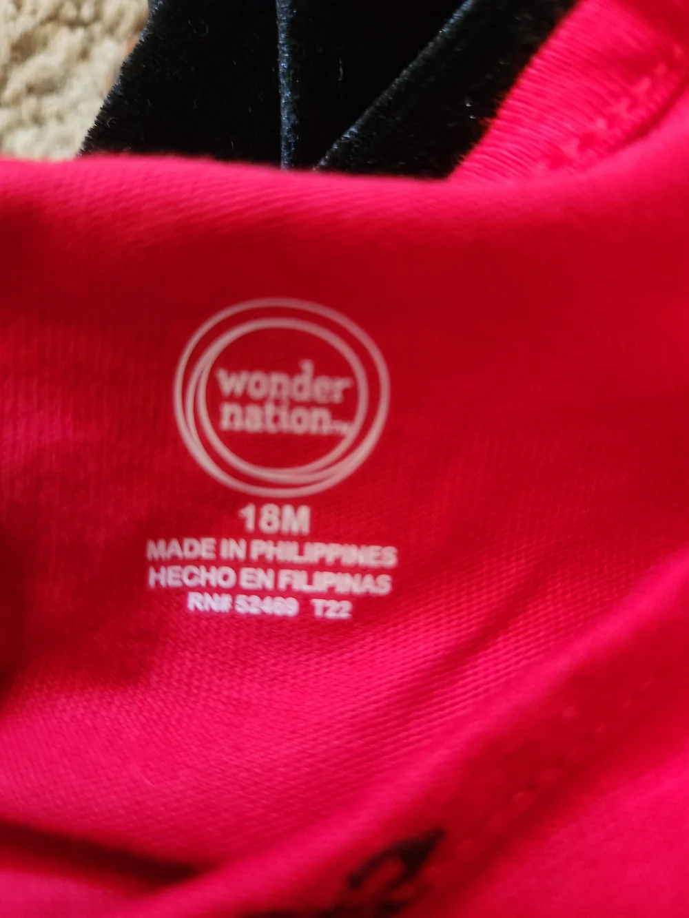 Wonder Nation Red & Black Overalls with Red Long-Sleeve Top For Girls Size 18M